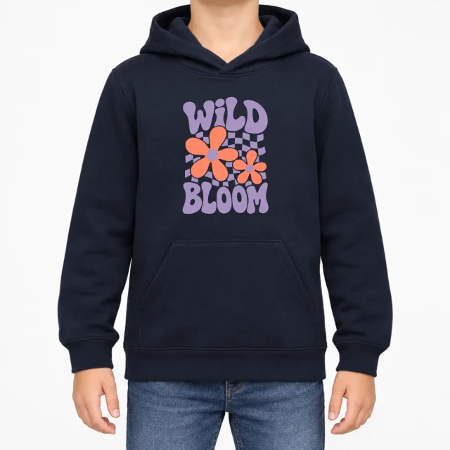 Kids  Hoodie – Wild Bloom – Navy