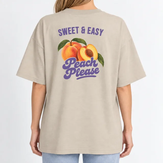 Women´s Boxy Oversized T-Shirt – Peach Please – Deep Black