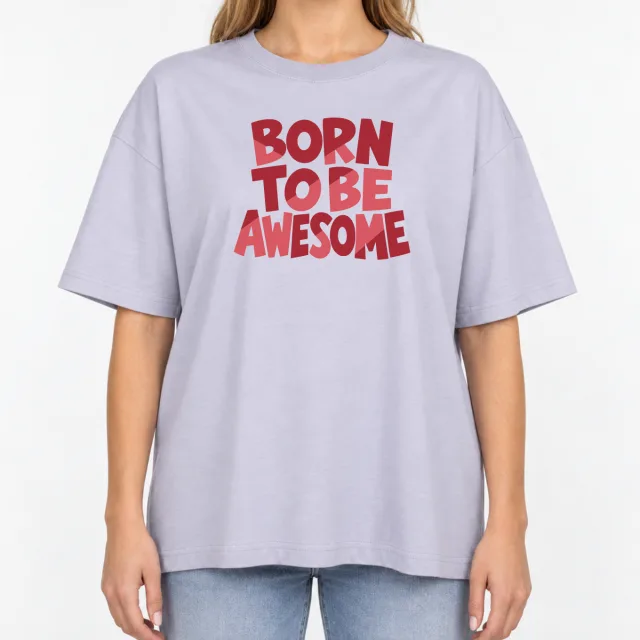 Women´s Boxy Oversized T-Shirt – Born to be Awesome – Deep Black