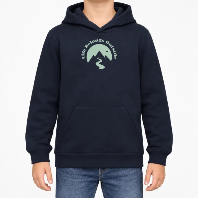 Kids  Hoodie – Life Belongs Outside – Navy