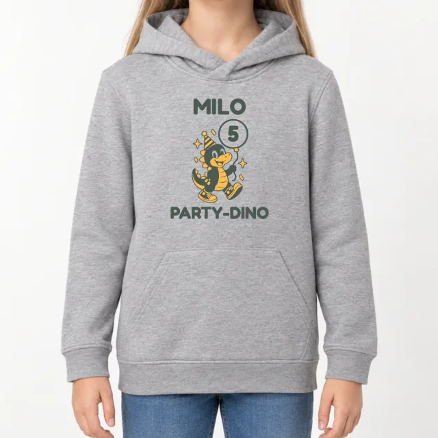 Kids  Hoodie – Party-Dino – Sport Grey (Heather)