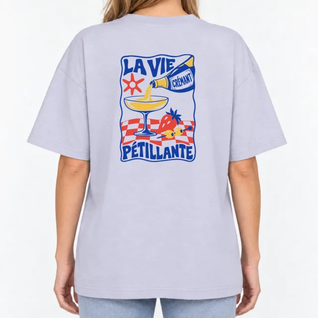 Women´s Boxy Oversized T-Shirt – La Vie Pétillante – Deep Black