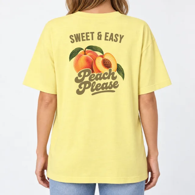 Women´s Boxy Oversized T-Shirt – Peach Please – Deep Black
