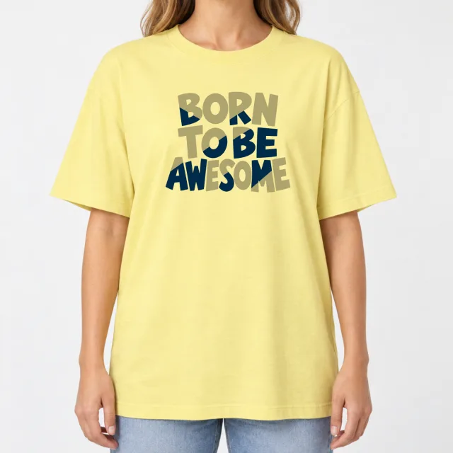 Women´s Boxy Oversized T-Shirt – Born to be Awesome – Deep Black