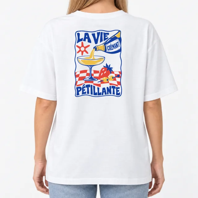 Women´s Boxy Oversized T-Shirt – La Vie Pétillante – Deep Black
