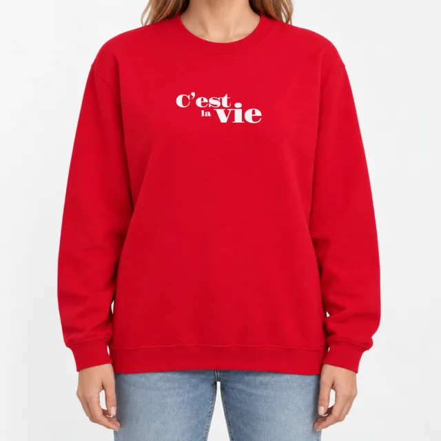 Heavy Blend Crewneck Sweatshirt – C’est la vie – Red