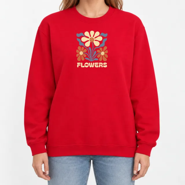 Heavy Blend Crewneck Sweatshirt – Flower – Red