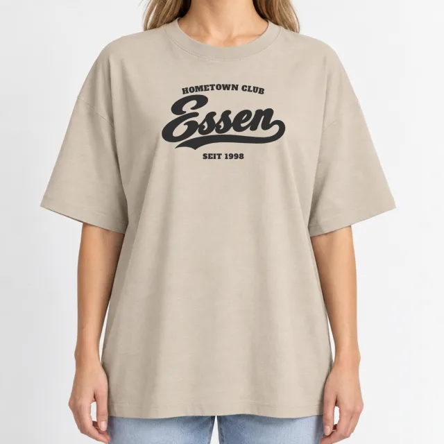 Women´s Boxy Oversized T-Shirt – Hometown Club Essen – Deep Black