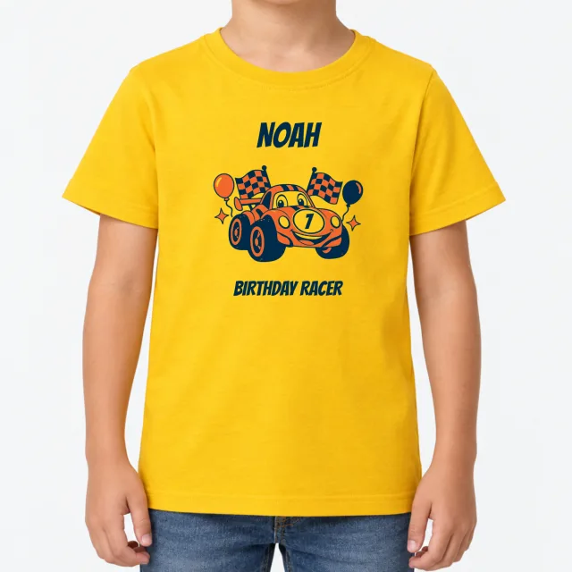 Kids T-Shirt – Kinder – Birthday Racer – Gold