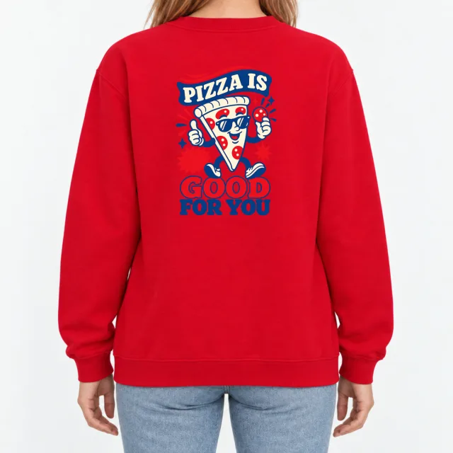 Heavy Blend Crewneck Sweatshirt – Pizza is good for you – Red