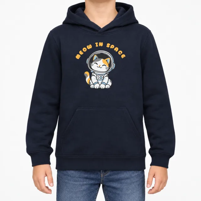 Kids  Hoodie – Space Cat – Navy