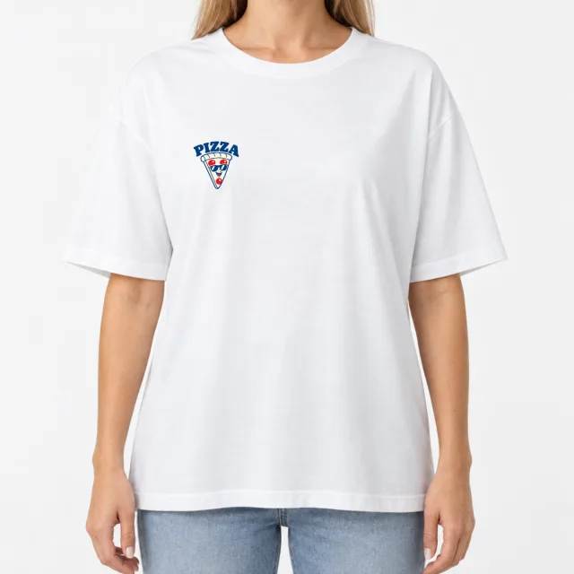 Women´s Boxy Oversized T-Shirt – Pizza is good for you – Deep Black