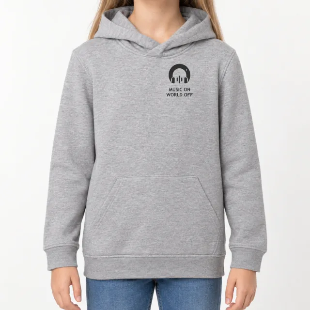 Kids  Hoodie – Music On. World Off. – Sport Grey (Heather)
