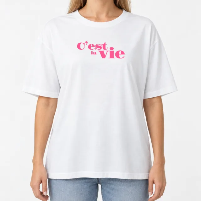 Women´s Boxy Oversized T-Shirt – C’est la vie – Deep Black