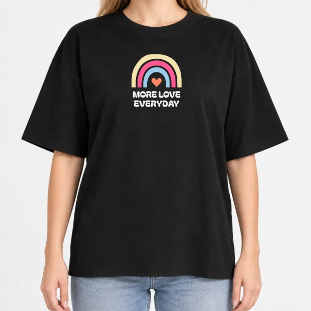 Women´s Boxy Oversized T-Shirt – MORE LOVE – Deep Black
