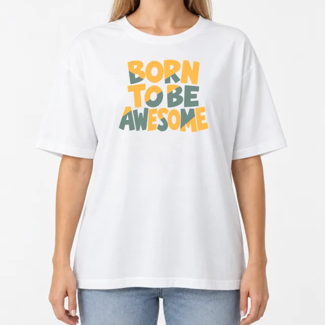 Women´s Boxy Oversized T-Shirt – Born to be Awesome – Deep Black