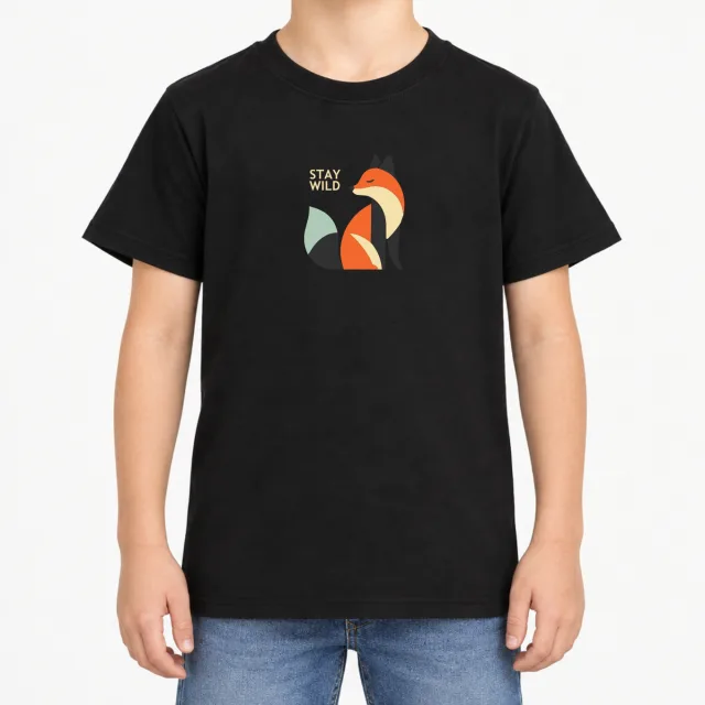 Kids T-Shirt – Kinder – Fox – Black