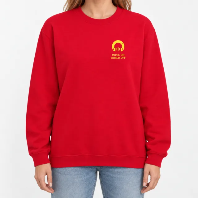 Heavy Blend Crewneck Sweatshirt – Music On. World Off. – Red