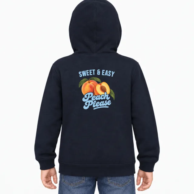 Kids  Hoodie – Peach Please – Navy
